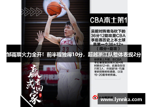 邹雨宸火力全开!前半程独得10分,超越浙江队整体表现2分 邹雨宸火力全开!前半程独得10分,超越浙江队整体表现2分